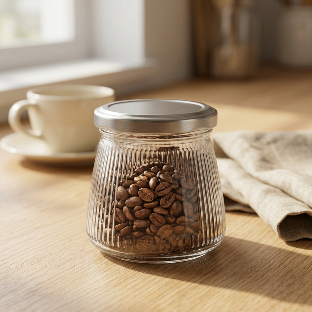 برطمان زجاجي مضلع بغطاء معدني – 250 مل