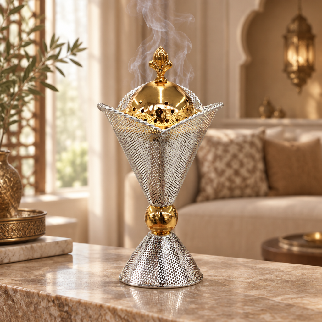 Metal Incense Burner with Decorative Lid – 22×14cm
