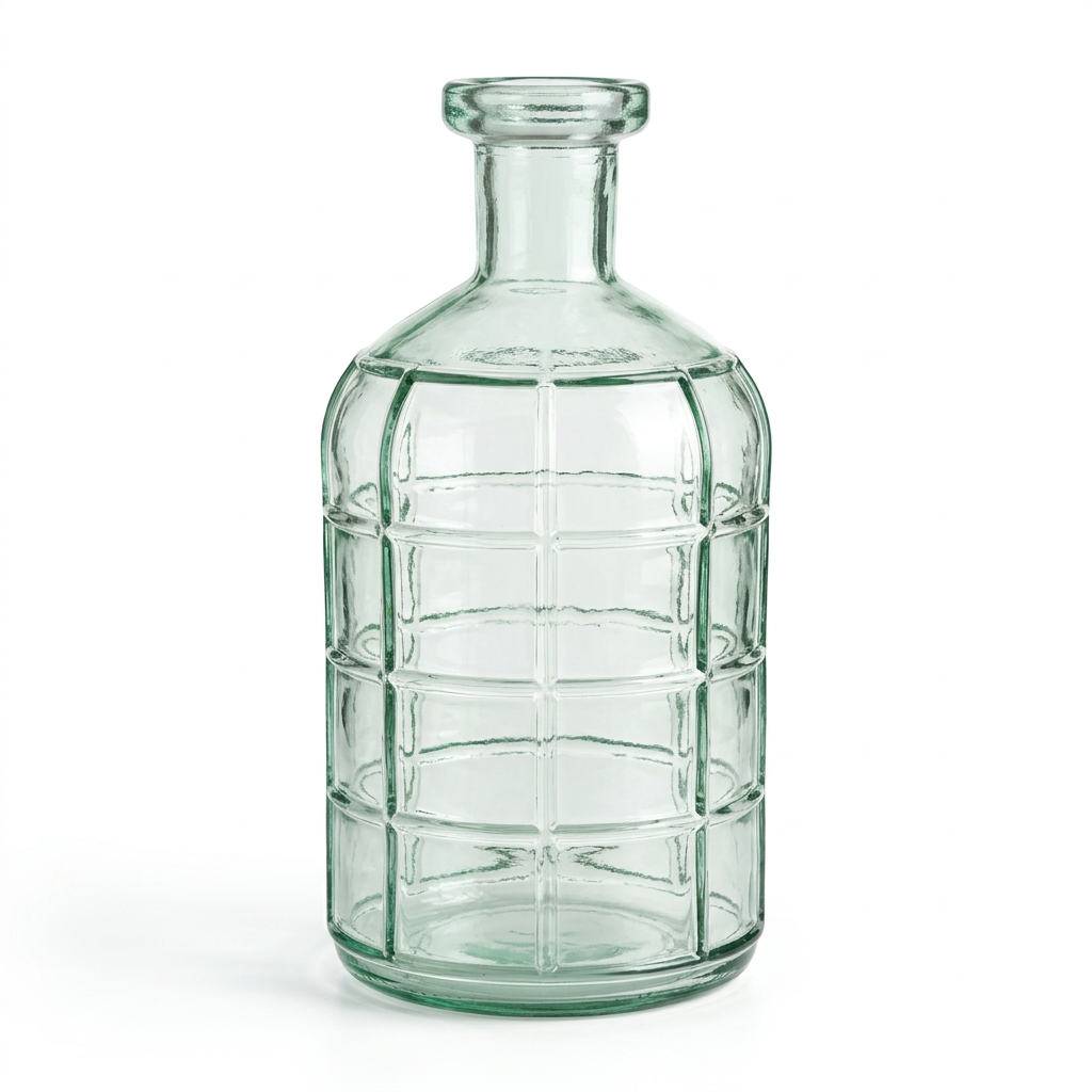 Glass Flower Vase with Grid Pattern – 28cm