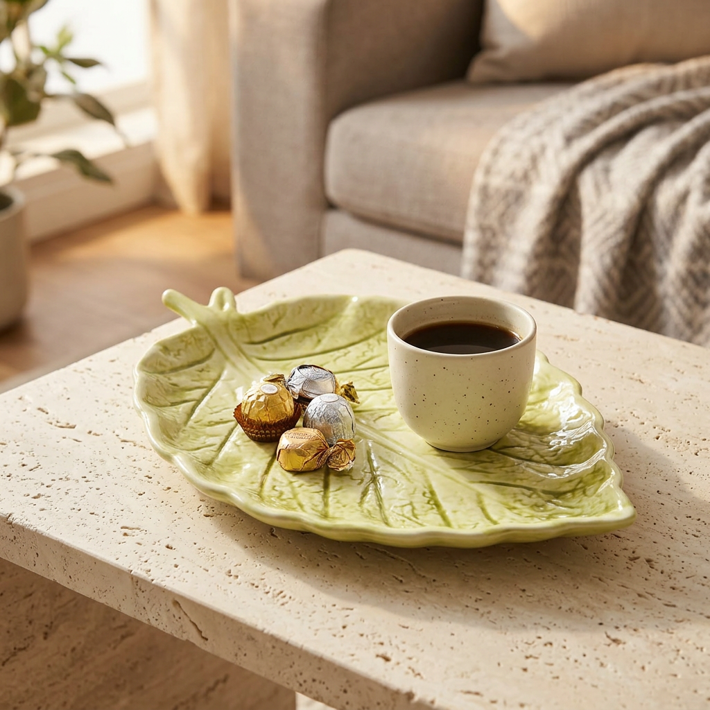 Luhpar Ceramic Leaf Plate Light Green - 8 Inch