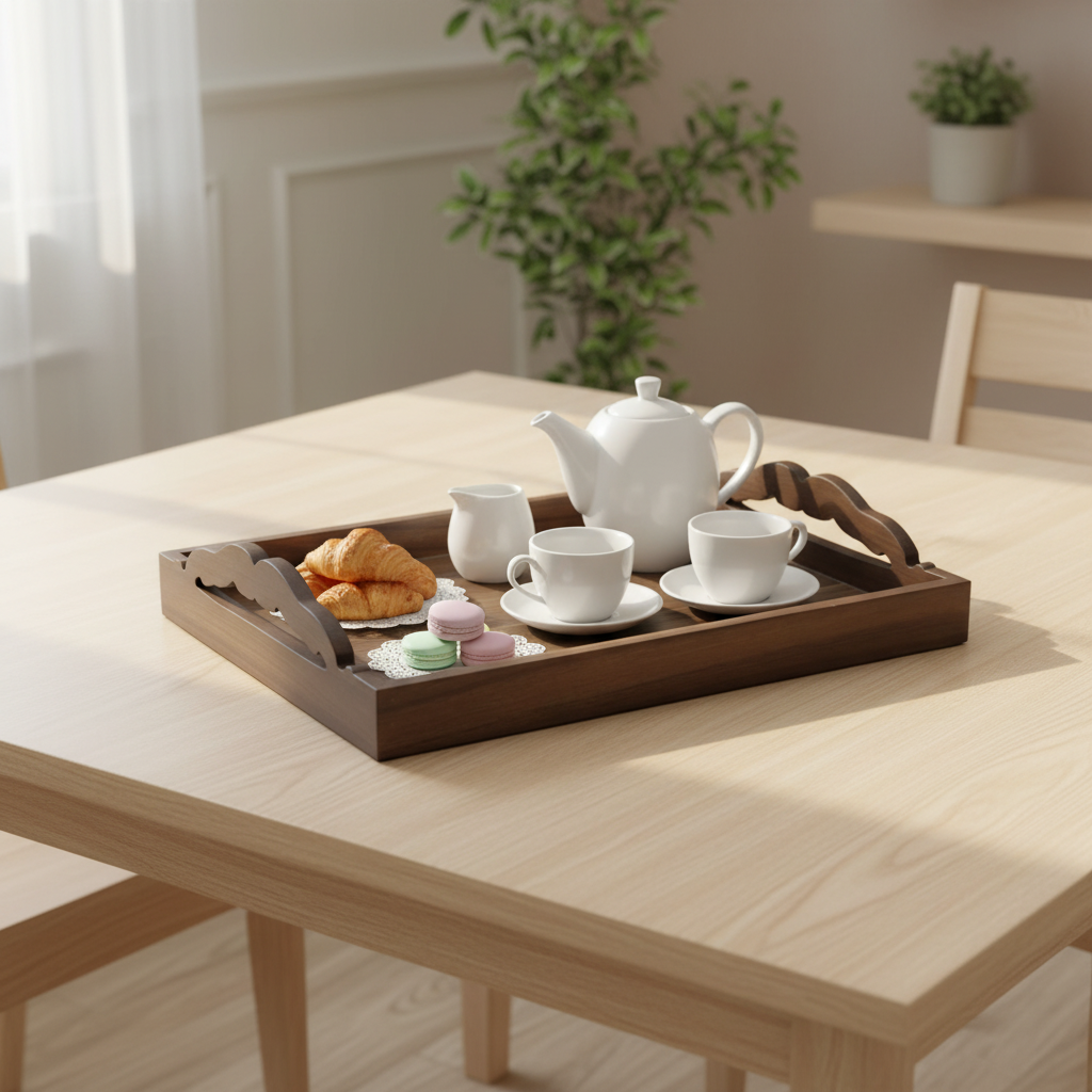 Luhpar Rectangular Wooden Tray Dark Brown - 40×25cm