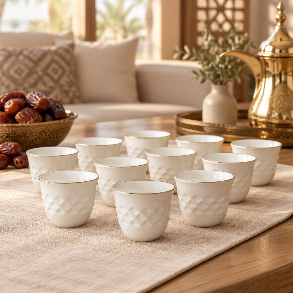 Germax Ceramic Cawa Cups 12-Piece Set - 80ml