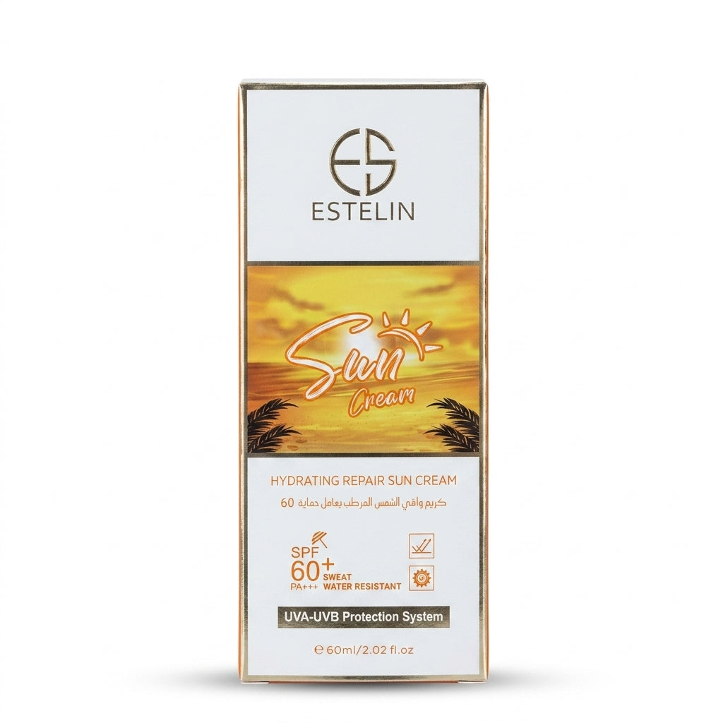 Estelin Hydrating Repair Sun Cream SPF 60+ – UVA/UVB Protection – Niacinamide & Hyaluronic Acid 60ml