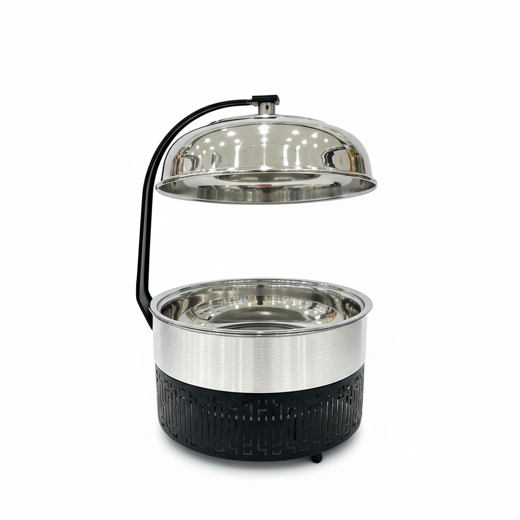 Almarjan Stainless Steel Chafing Dish Silver & Black - 4 Liter