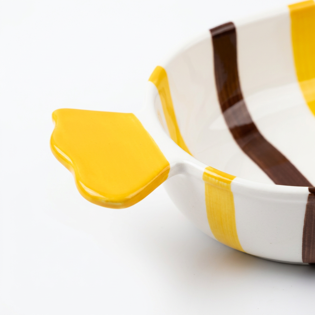 Ceramic Bowl with Yellow Handles - 20×15cm