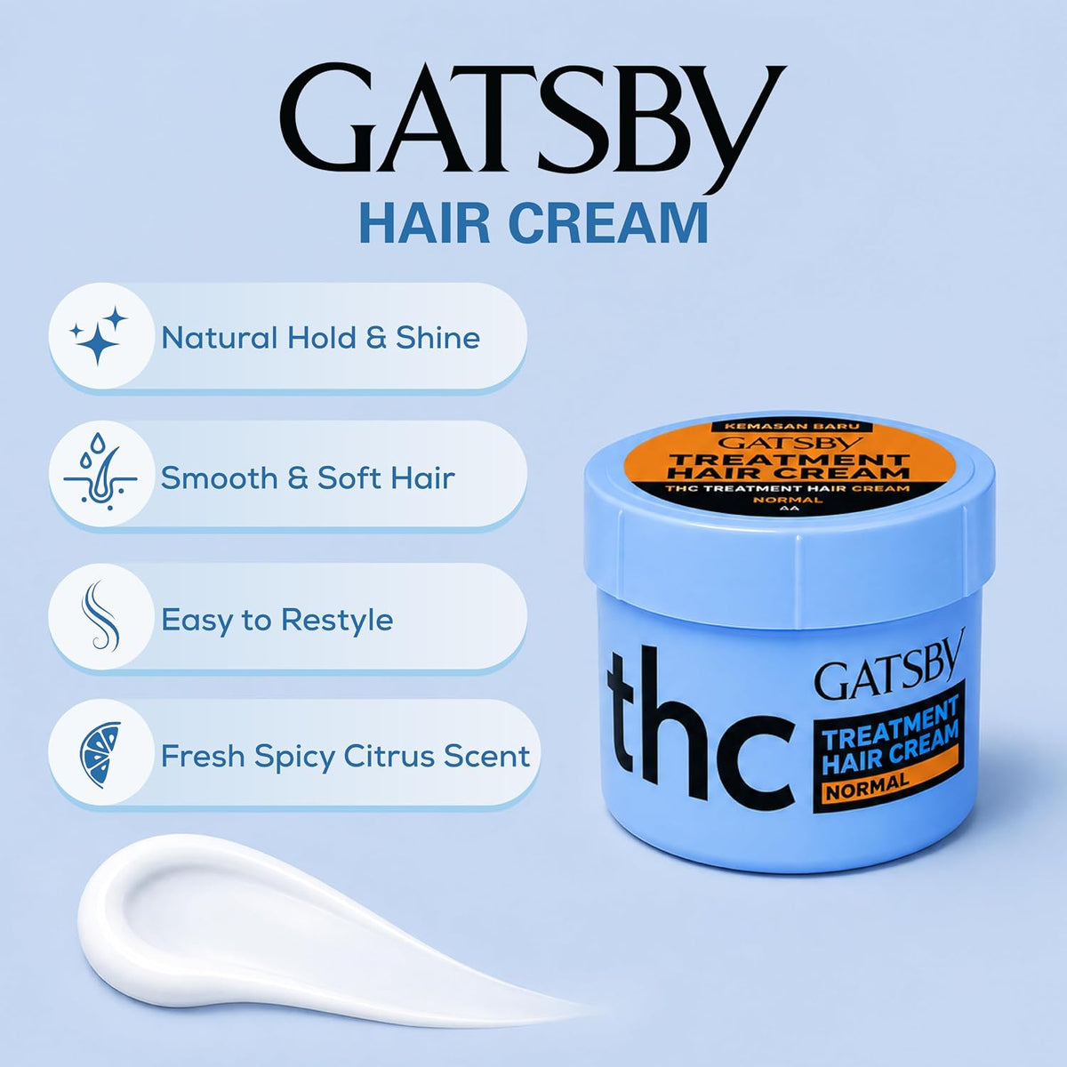 Gatsby Normal Long Lasting Hair Cream, 125g