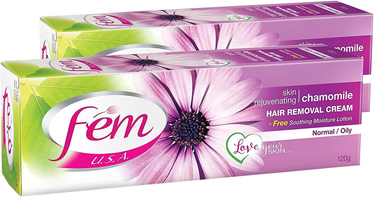 Fem Hair Removal Cream with Rejuvenating Chamomile - 120 Gm - Twin Pack