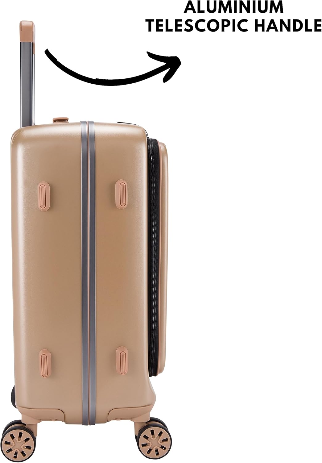 Pierre Cardin PC86326 19-Inch Hard Shell Laptop Trolley Bag with Front Laptop Pocket & TSA Lock – Champagne