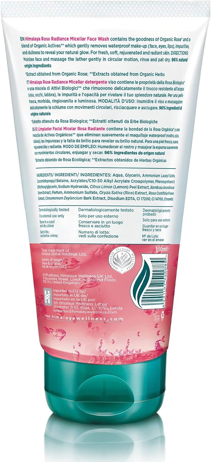 Himalaya Rose Micellar Make Up Removing Face Wash 150ml