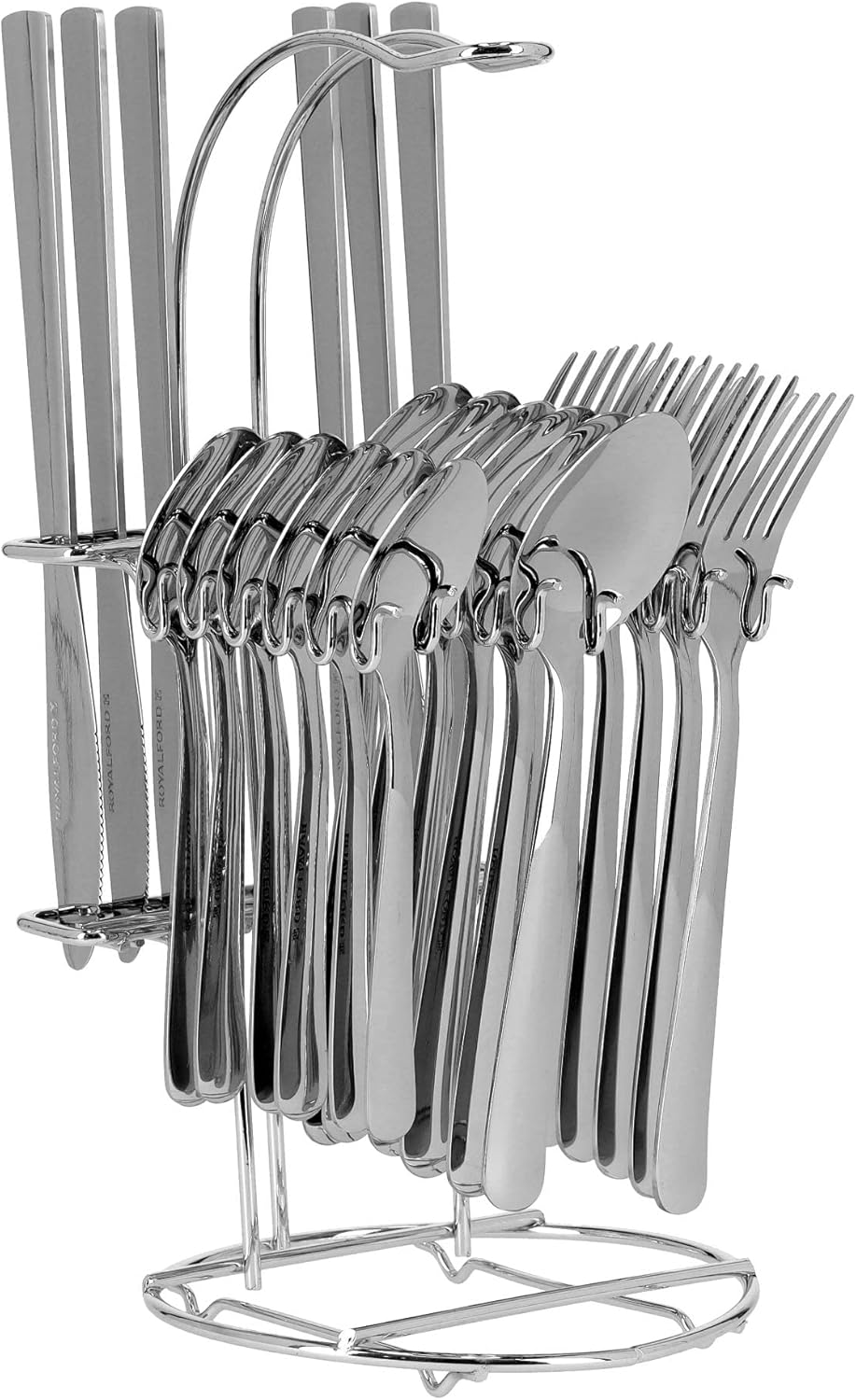 Royalford 24-Piece Stainless Steel Cutlery Set with Display Stand (RF7009)