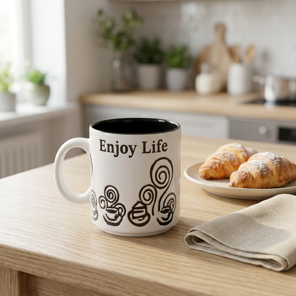 Royalford Ceramic Mug White & Black - 260ml