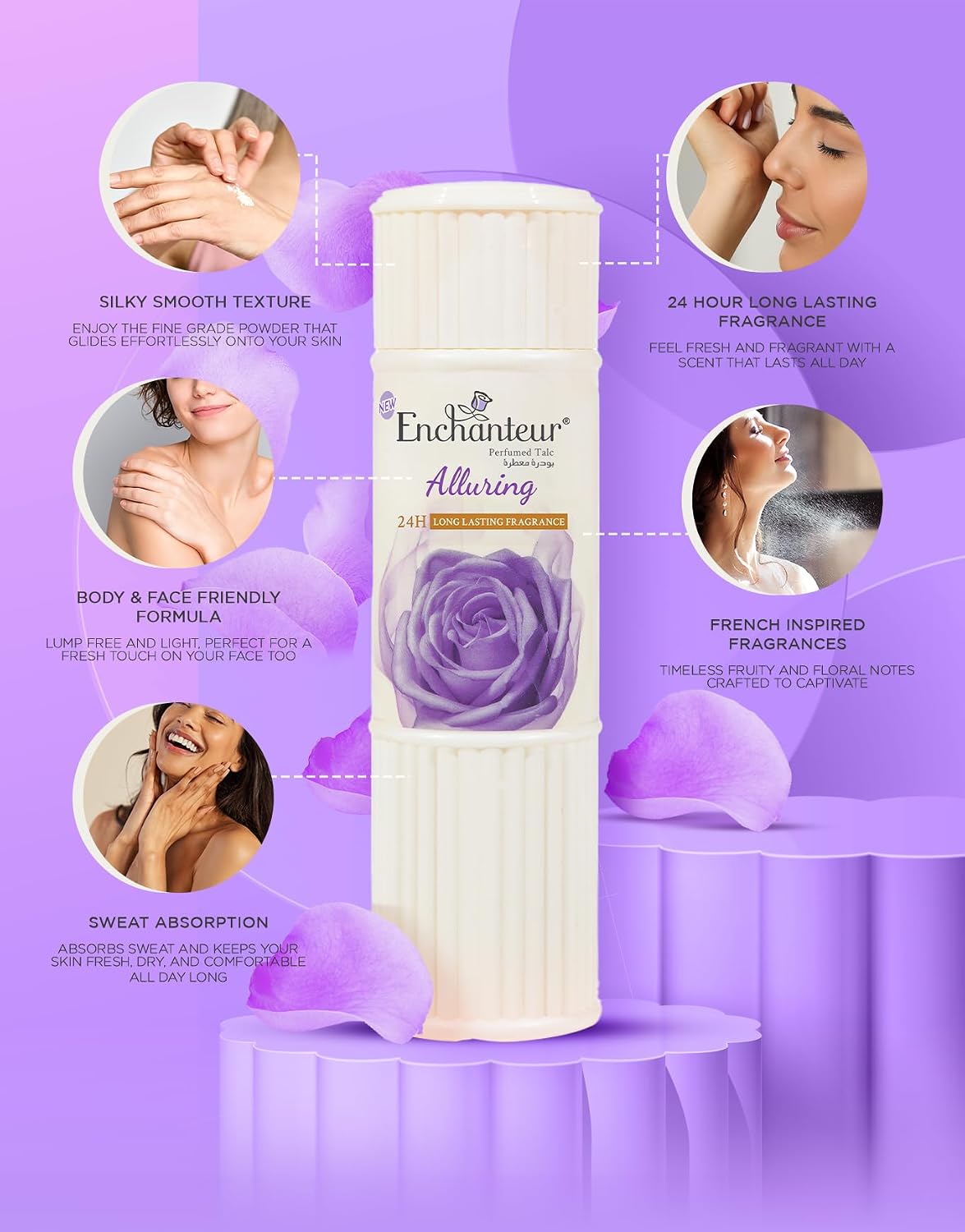 Enchanteur Alluring Talc Fragrance Powder, 125g