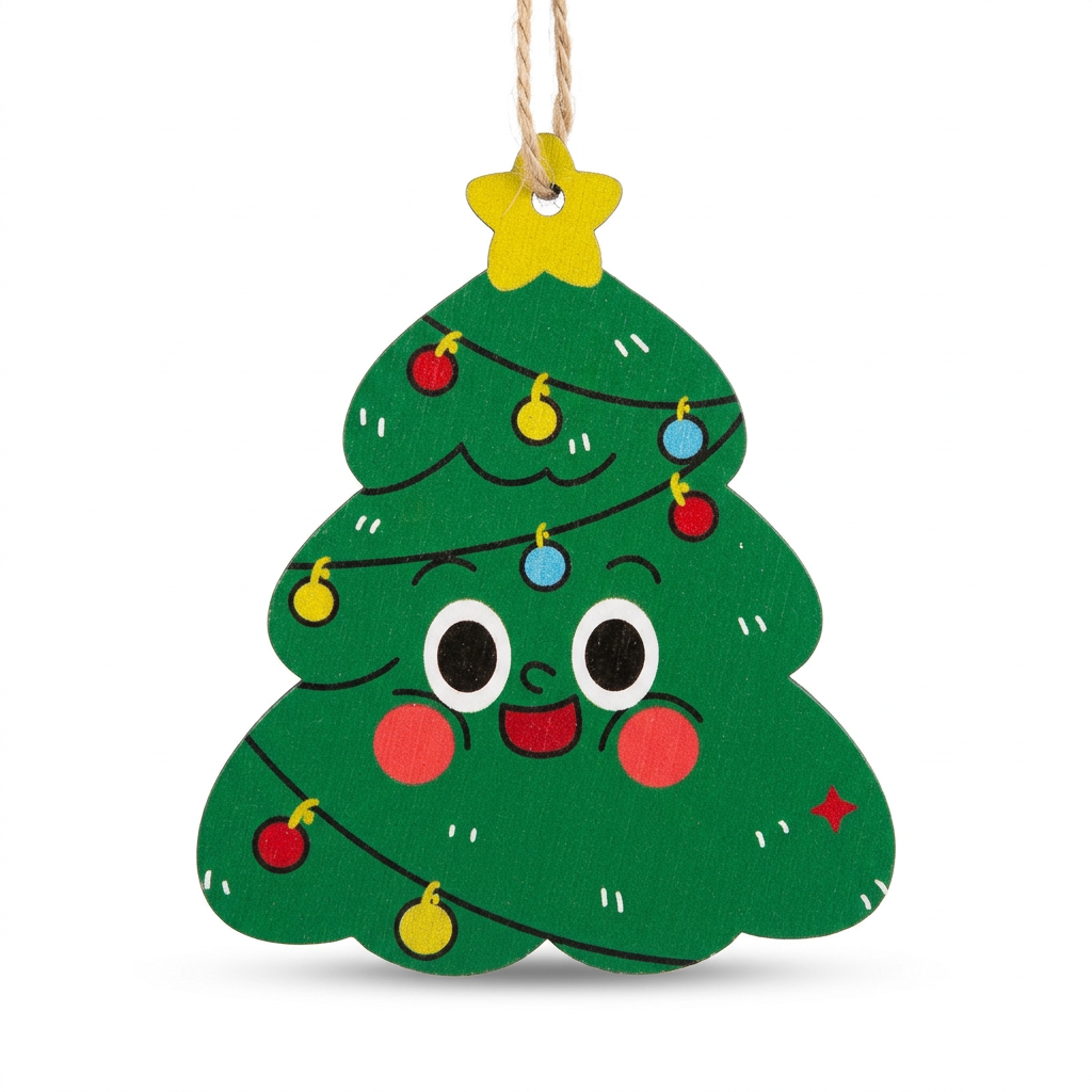 Wooden Christmas Tree Hanging Decoration Green - 10cm