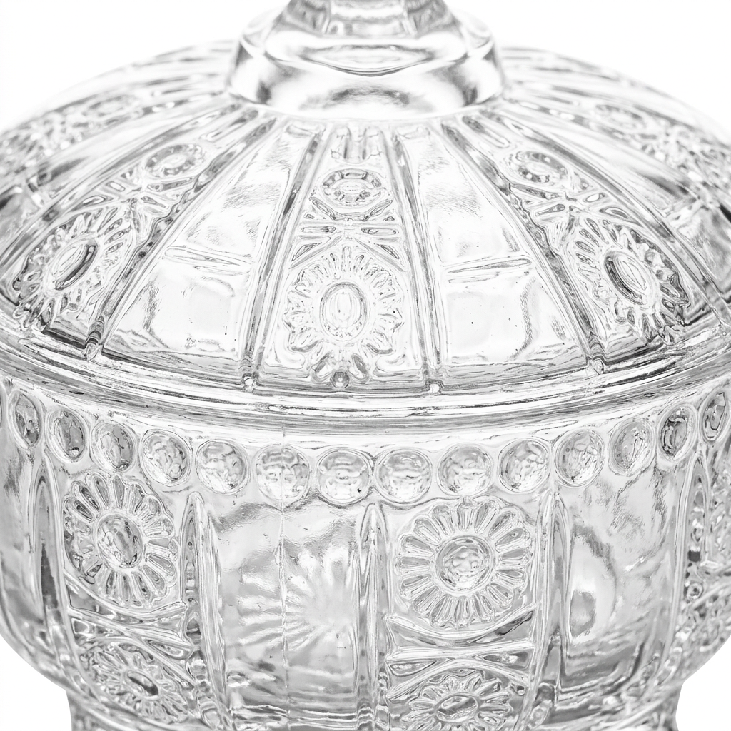 Glass Sugar Pot with Decorative Lid – 8×5cm