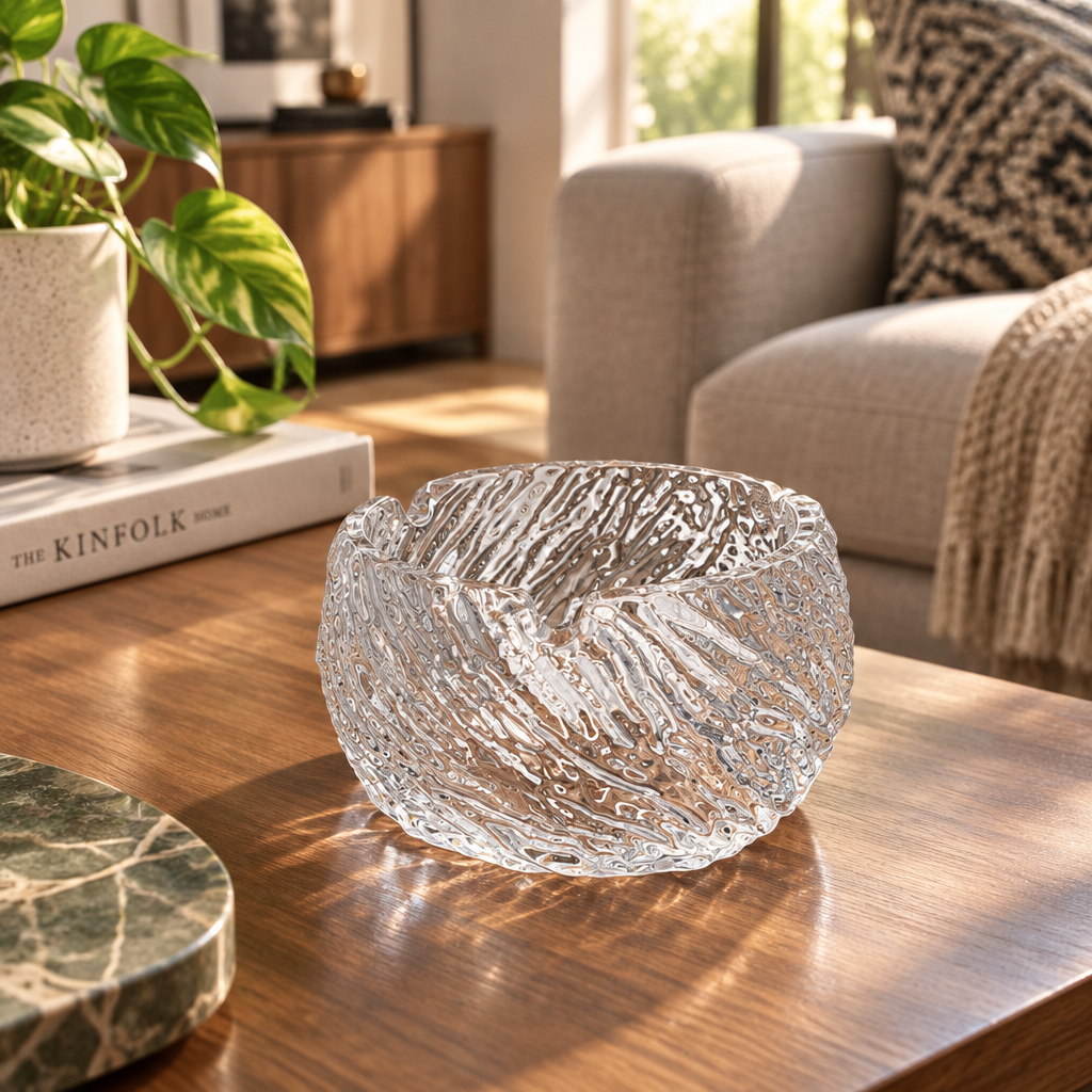 Deli Textured Glass Ashtray - 8×6cm