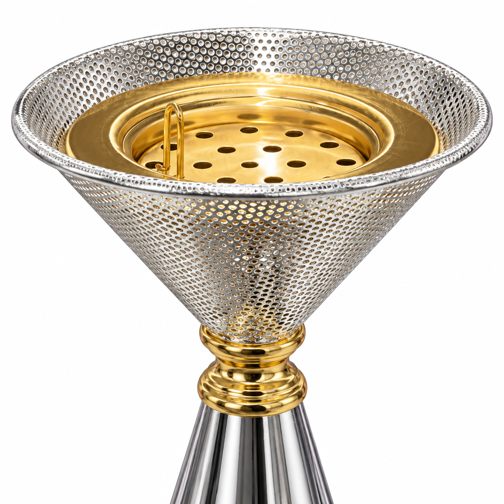 Metal Incense Burner with Decorative Pedestal Silver & Gold – 21×15cm