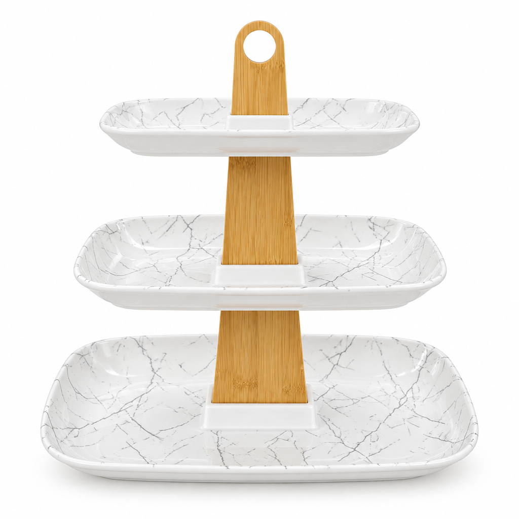 Harmony Plastic & Wooden 3 Tier Candy Plate - 30cm
