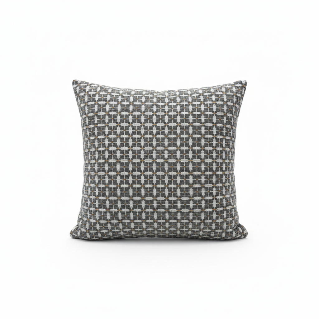 Woven Pattern Cushion Grey & White - 40cm