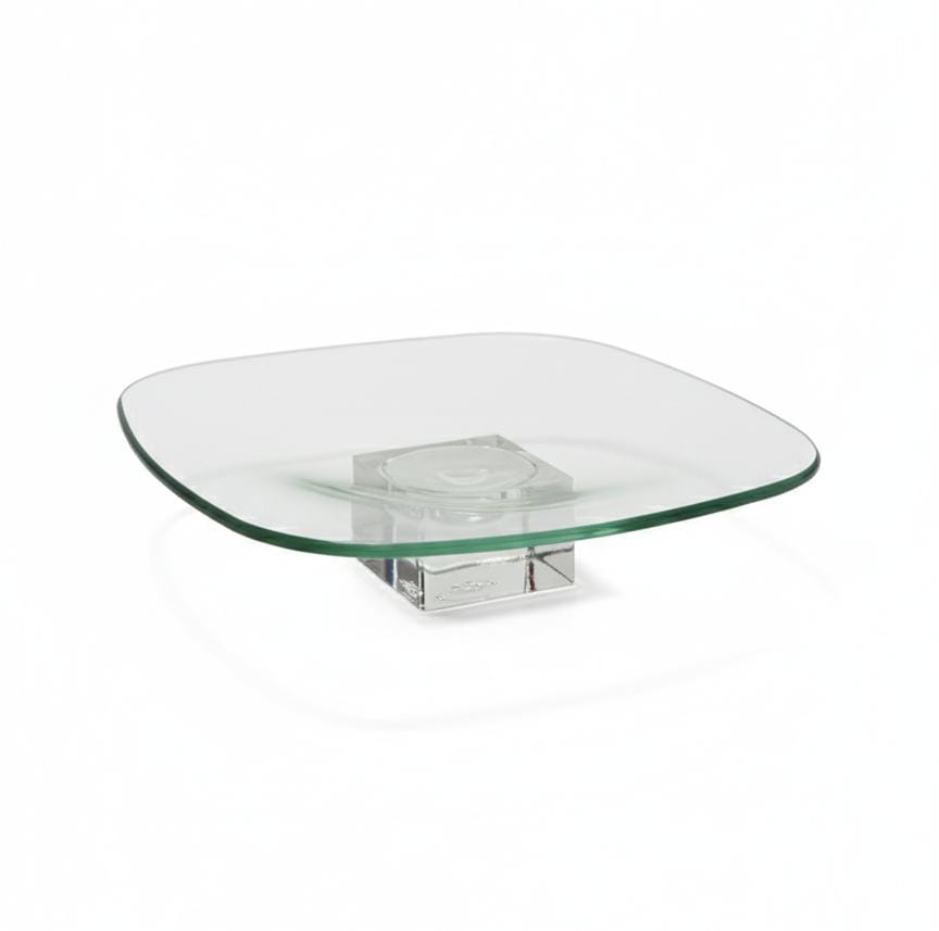 AKDC Square Glass Serving Tray – 18×5 cm Elegant Clear Design, Ideal for Modern Table Presentation