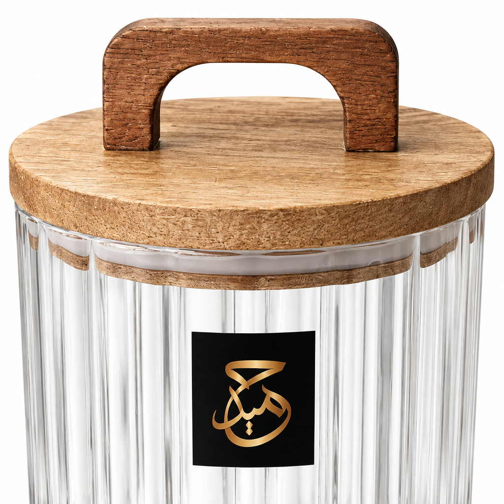 Hamid Glass Canister with Wooden Lid - 750ml