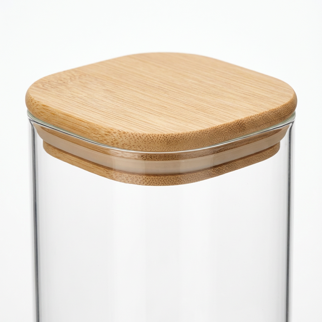 Yuniverse Glass Storage Jar with Bamboo Lid - 1 Litre