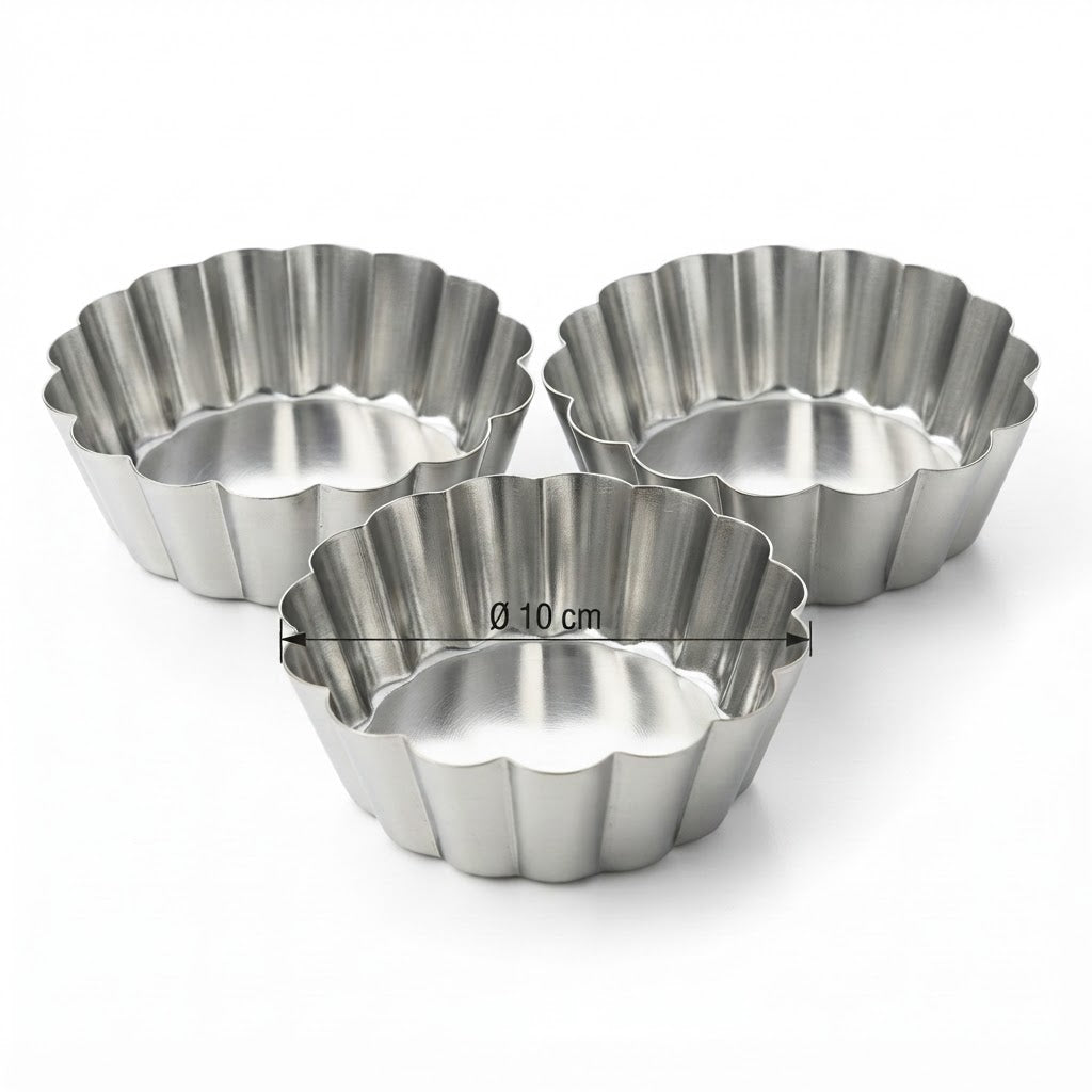 AFCO Mini Cake Mould – Set of 3 – 10cm Fluted Tart Tins