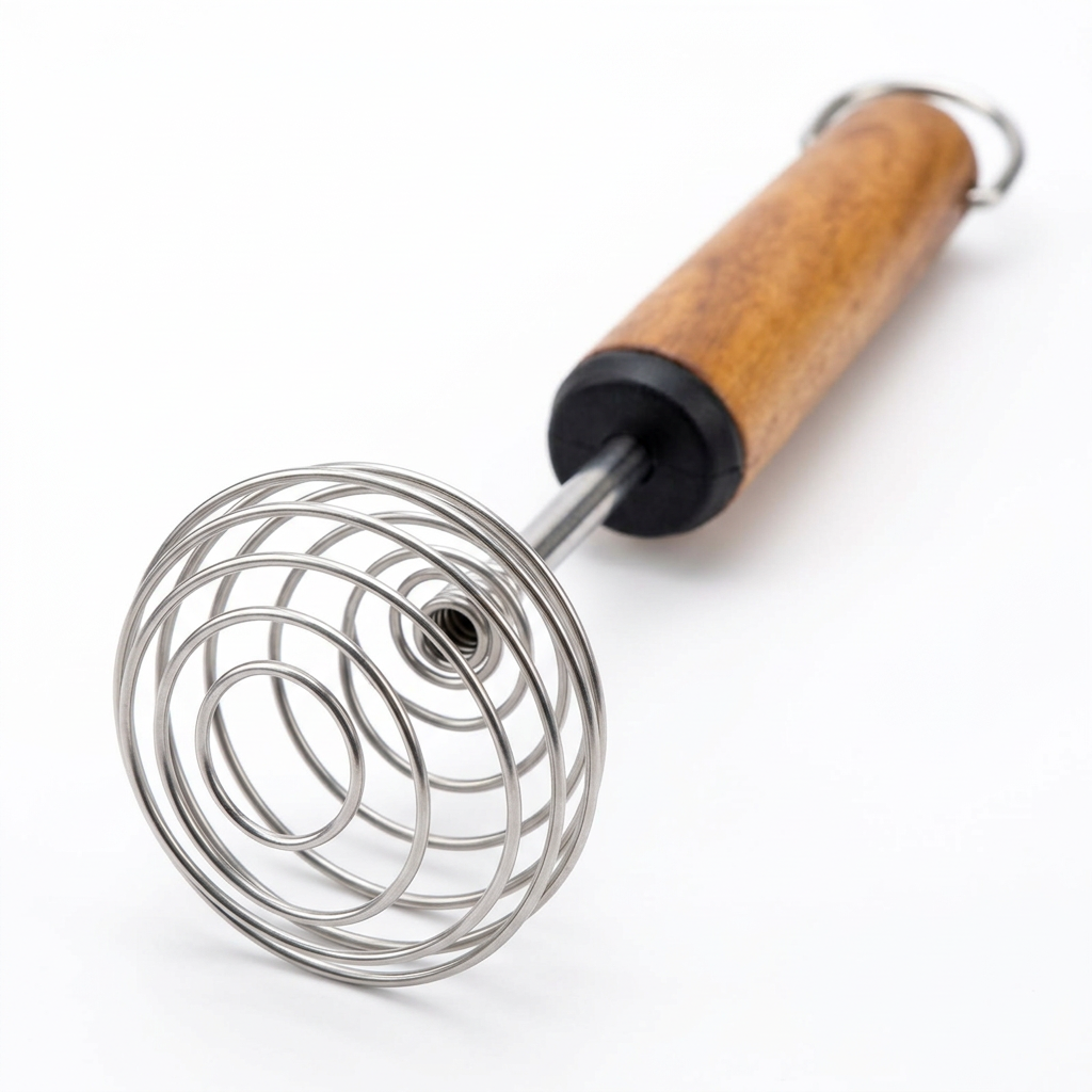 Shengya Wooden Handle & Metal Spiral Egg Whisk - 22cm