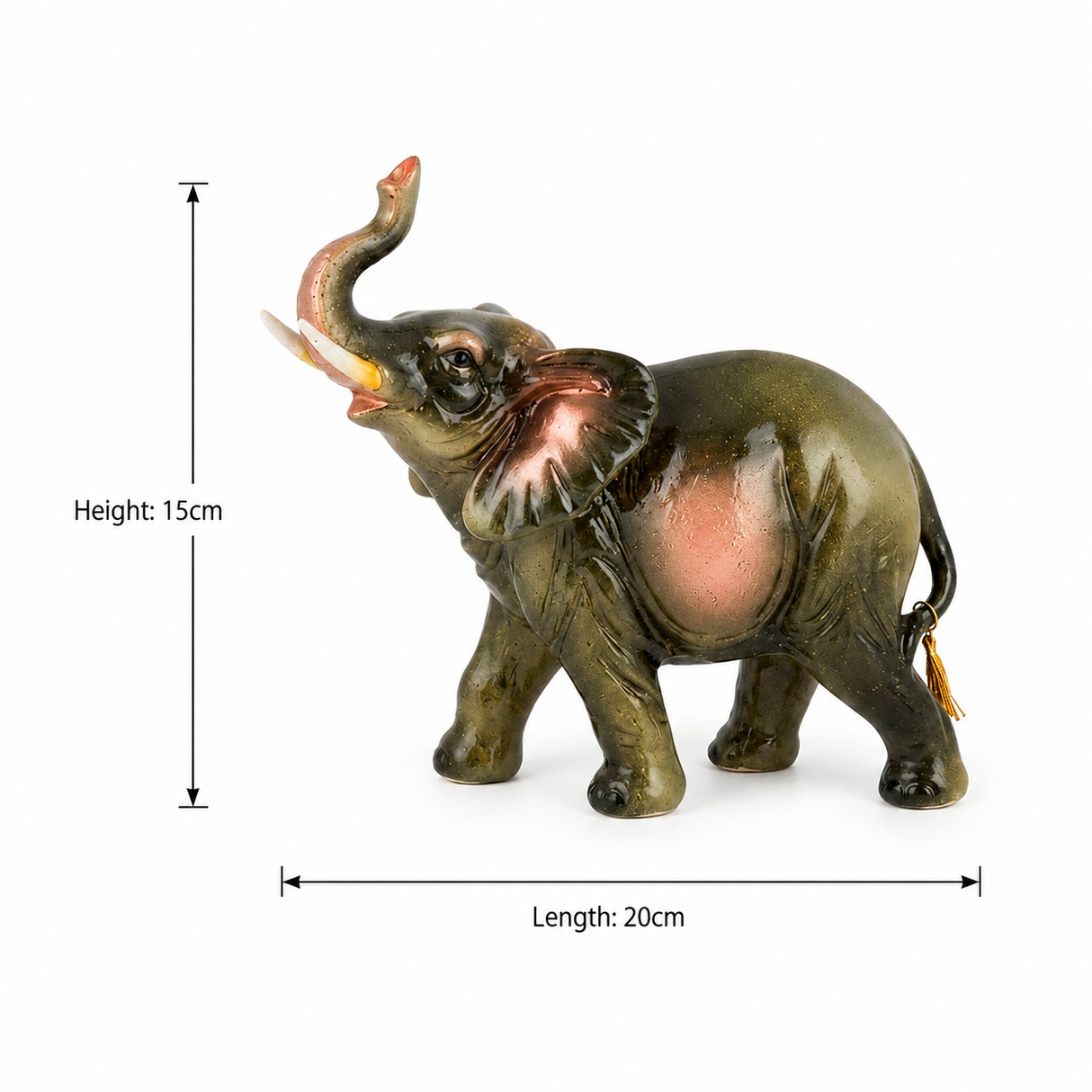 Zeem Olive Green Polyresin Elephant Figurine – 15×20 cm