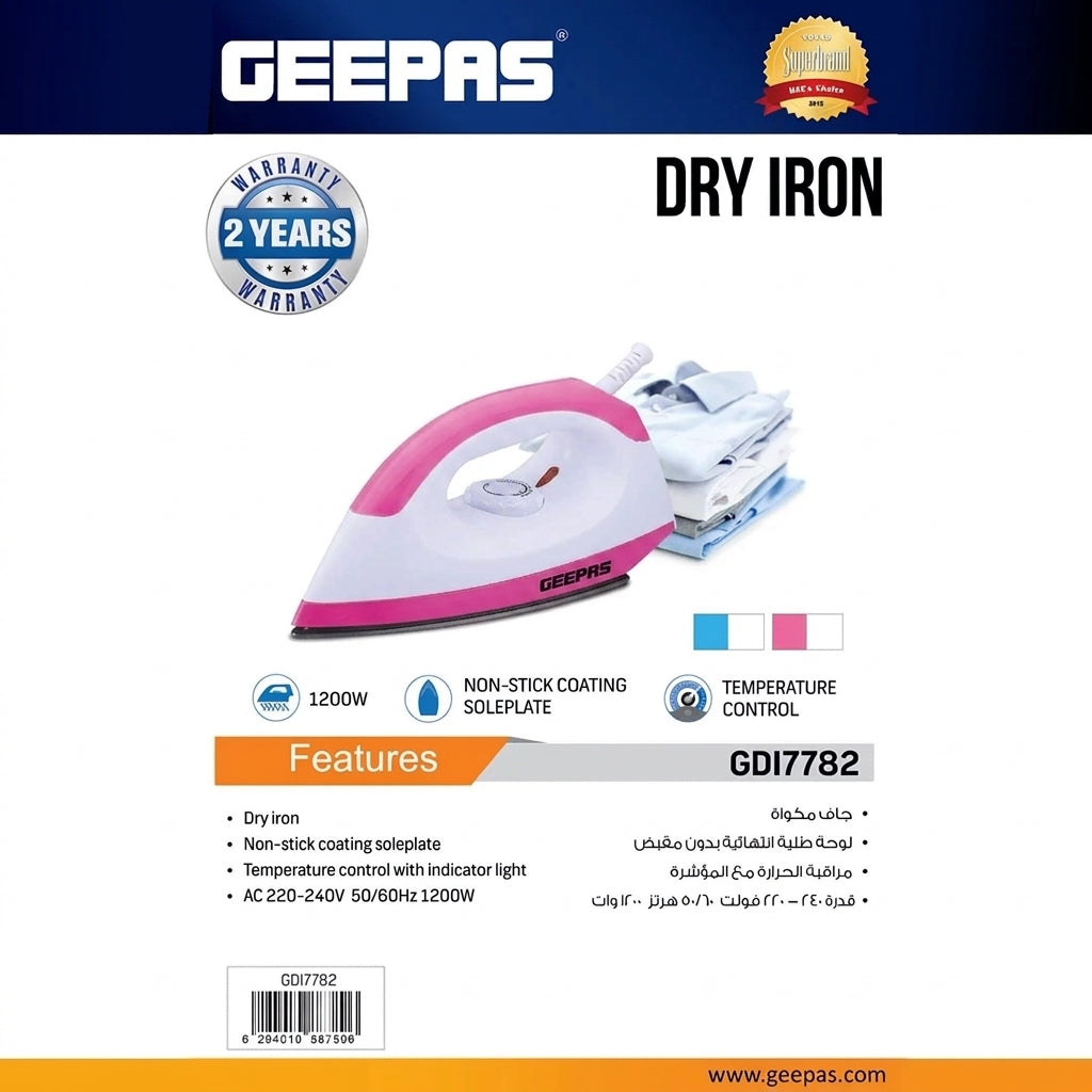 Geepas Dry Iron GDI7782 Pink