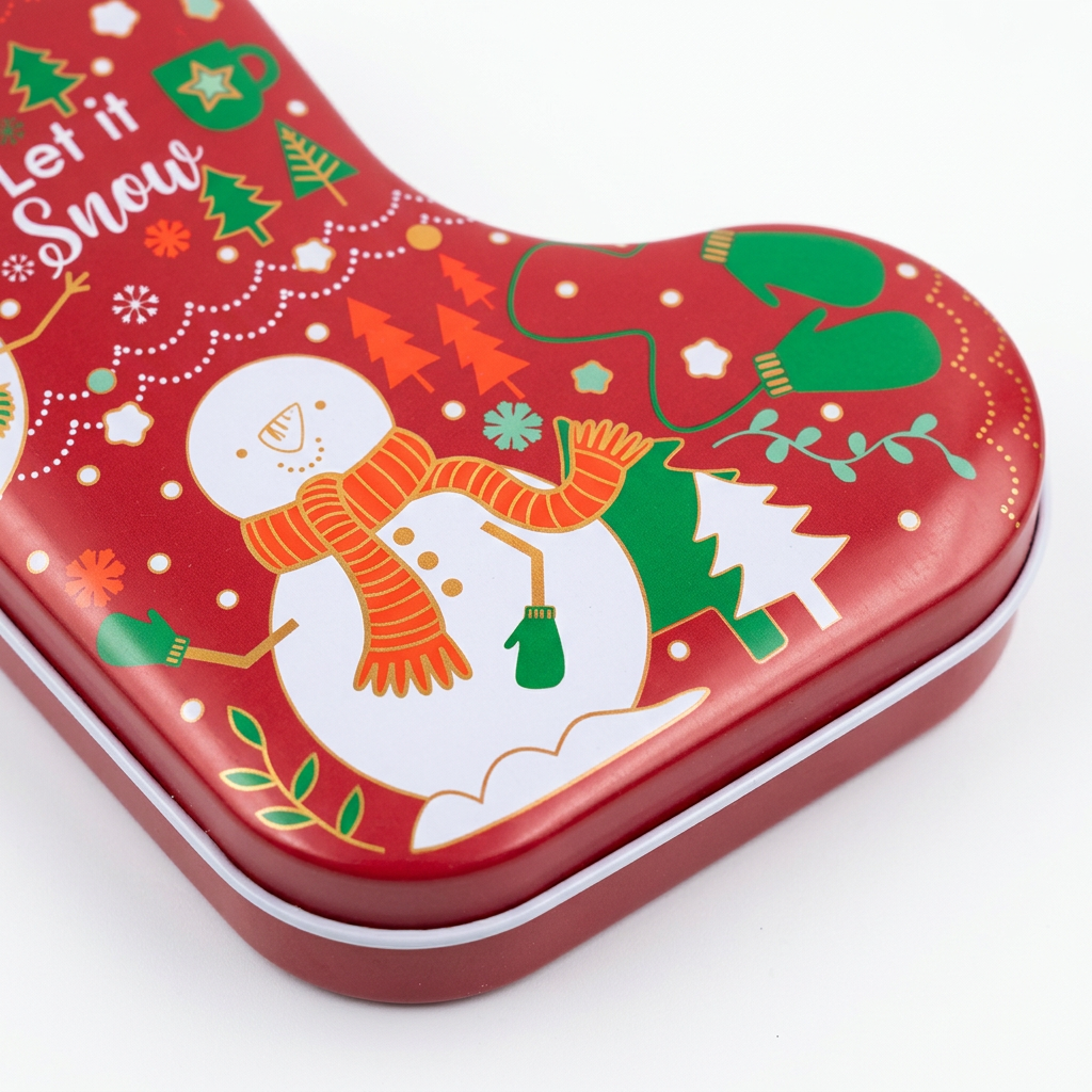 Metal Christmas Stocking Candy Box Red & Green - 15cm
