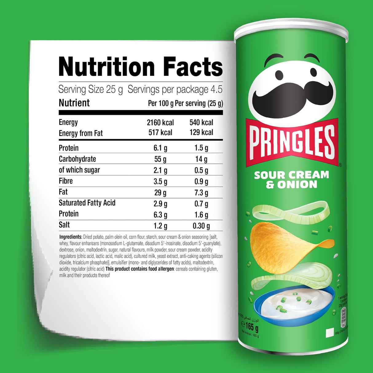 Pringles Sour Cream & Onion Flavour - Potato Chips - 165gm