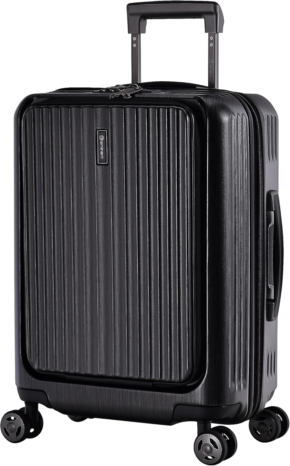 Eminent KK50B Alfred 20-Inch Hard Shell Cabin Luggage with Front-Loading Laptop Access, Dual-Side TSA Lock & USB Port – Brushed Black