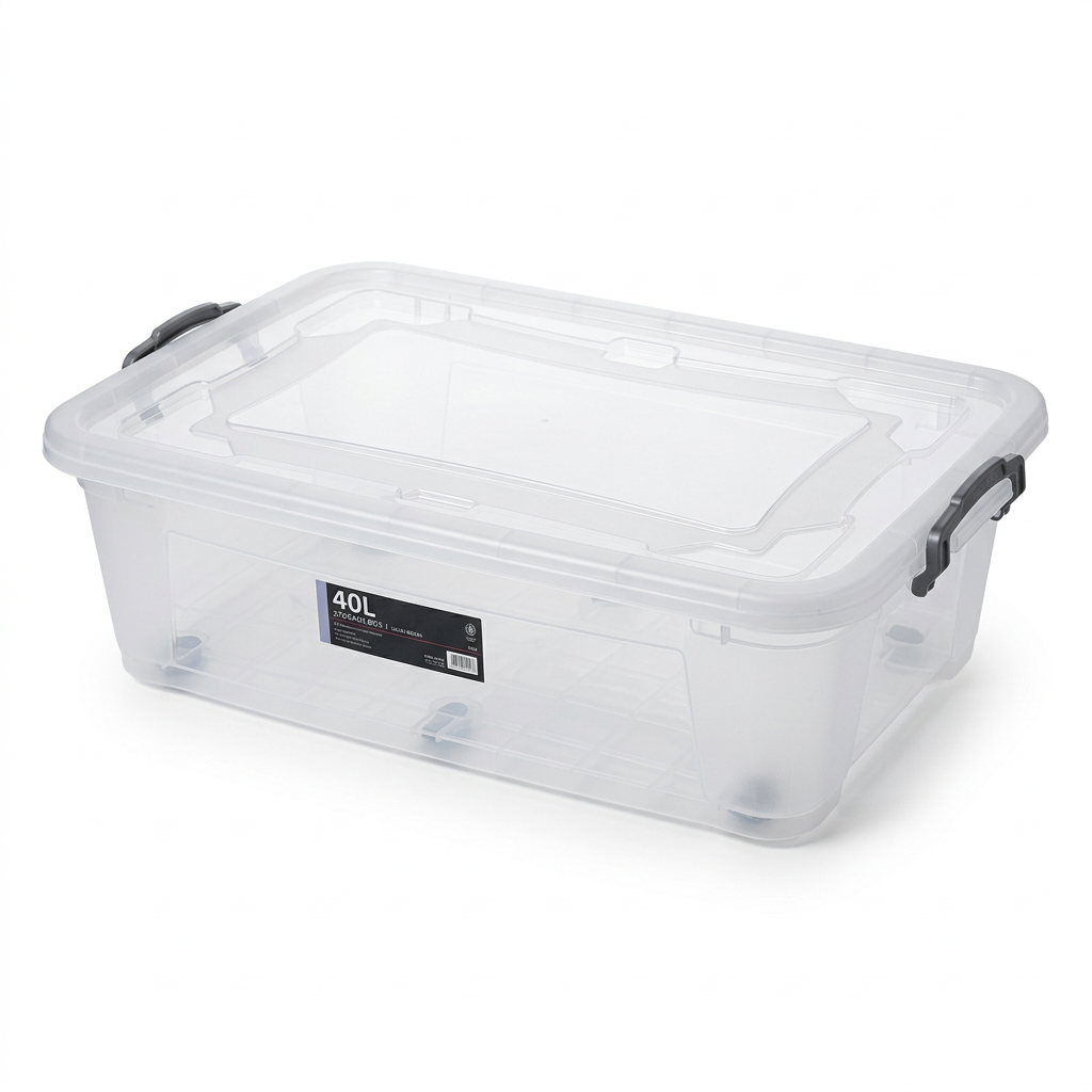 Polytime Transparent Storage Box with Lid – 40 Litres