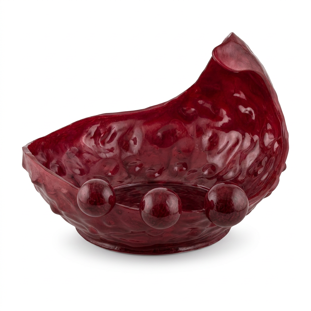 وعاء زينة من الراتنج على شكل بجعة عنابي - 32×28 سم