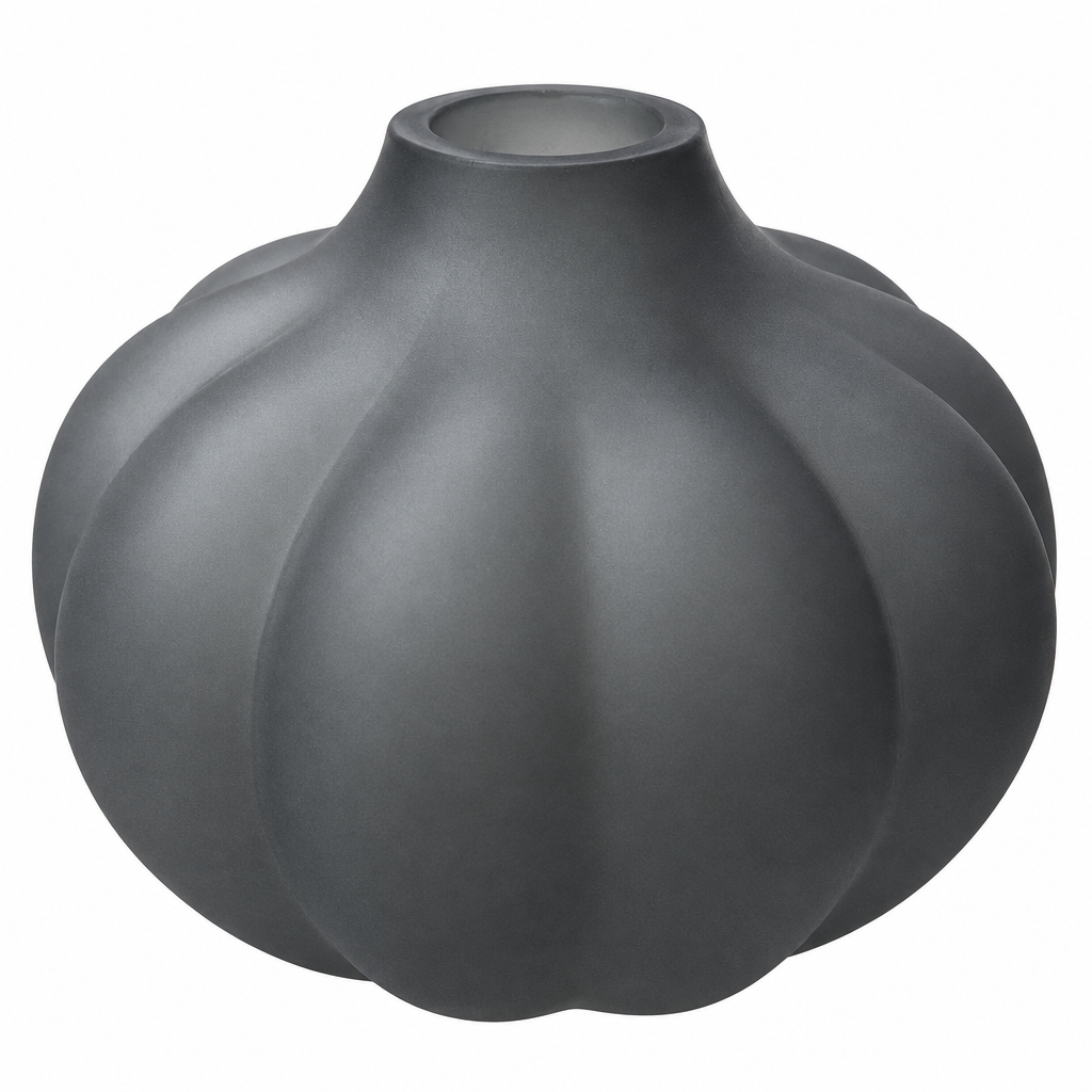 Ribbed Design Glass Vase Grey – 10cm