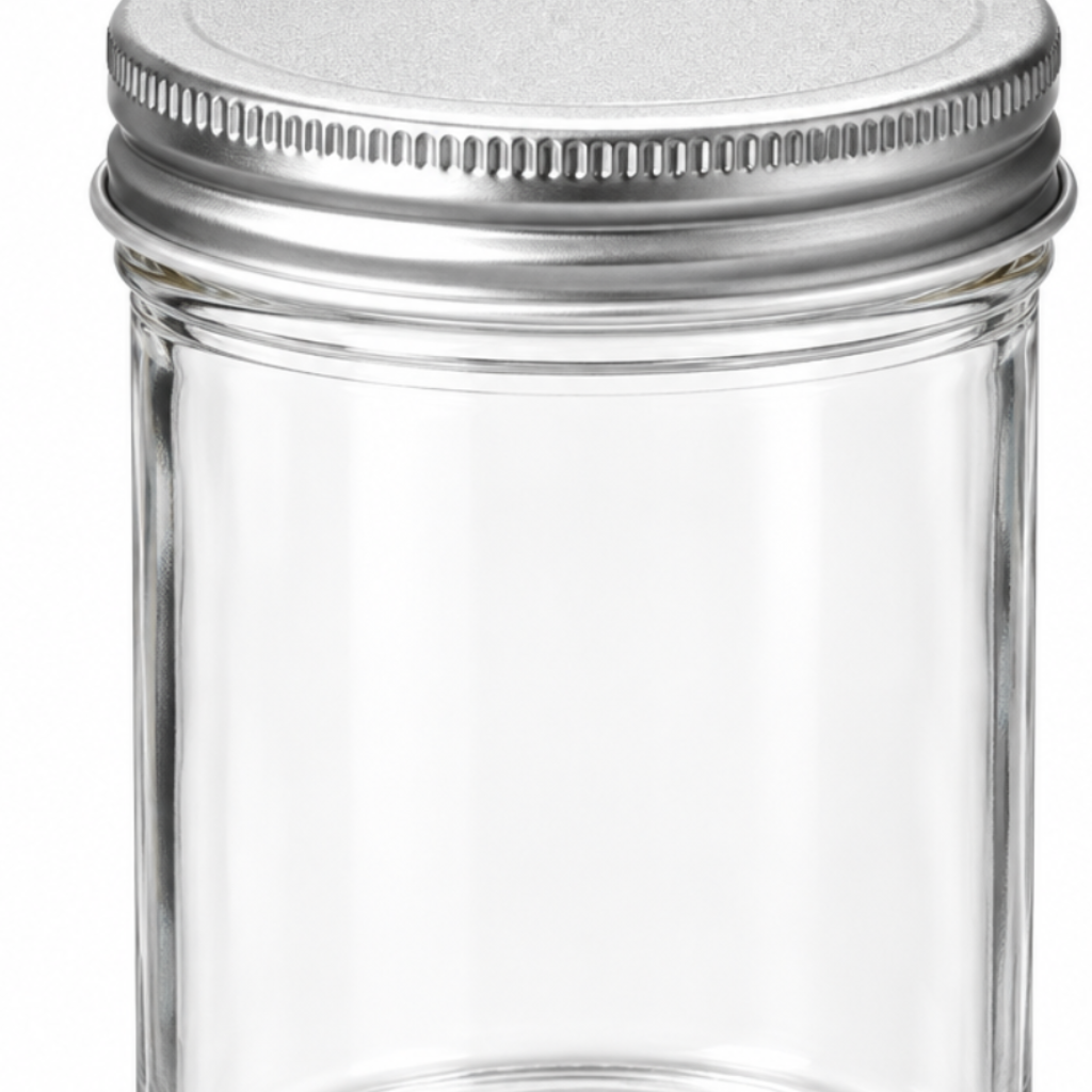 Beyti Clear Glass Jar with Silver Lid – 500ml