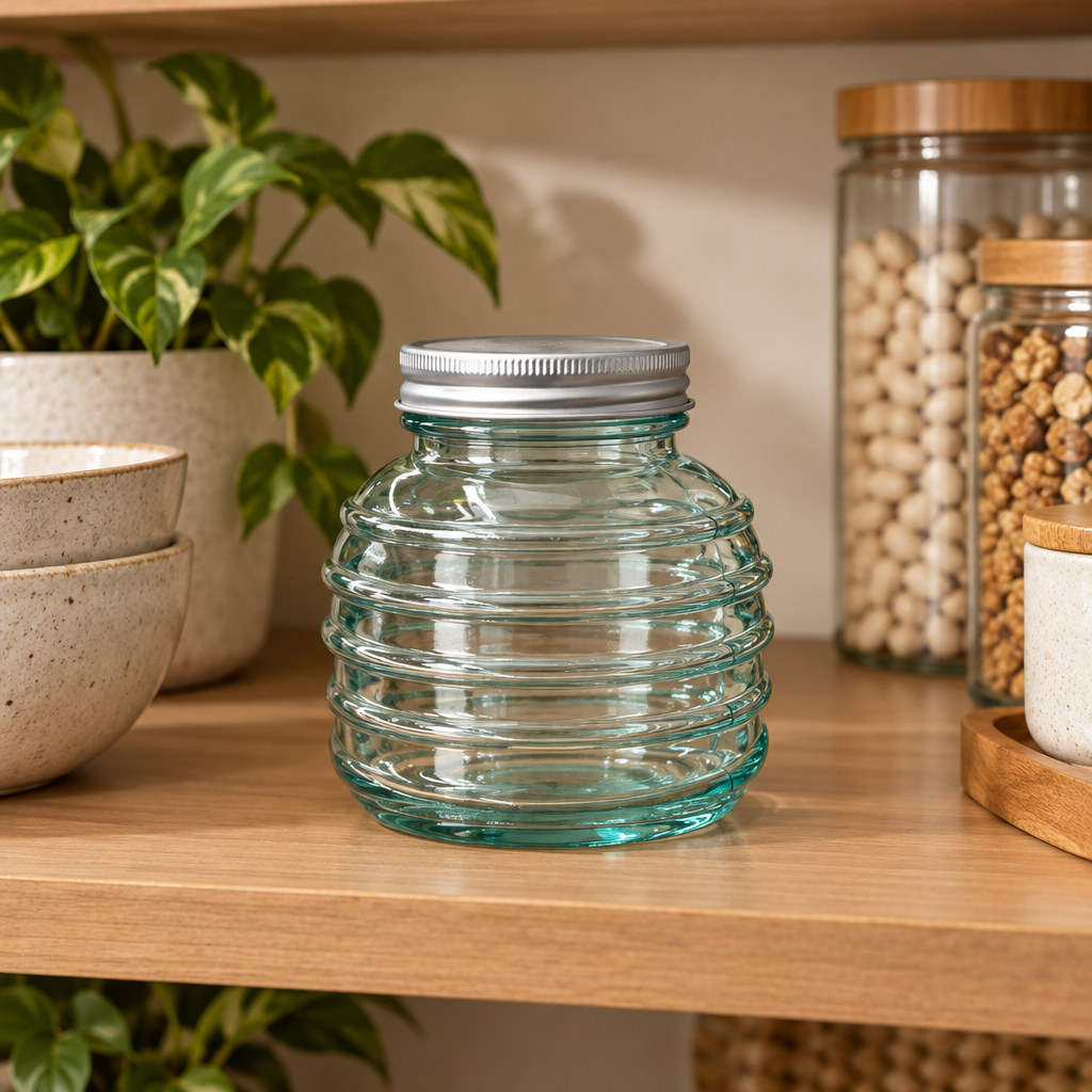 Calipso Glass Jar with Silver Lid – 330ml