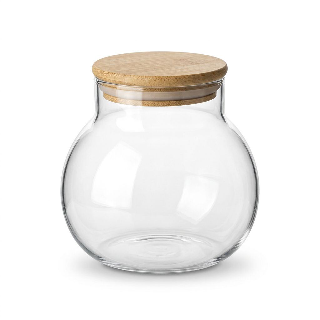 Glass Storage Jar with Wooden Lid - 500ml