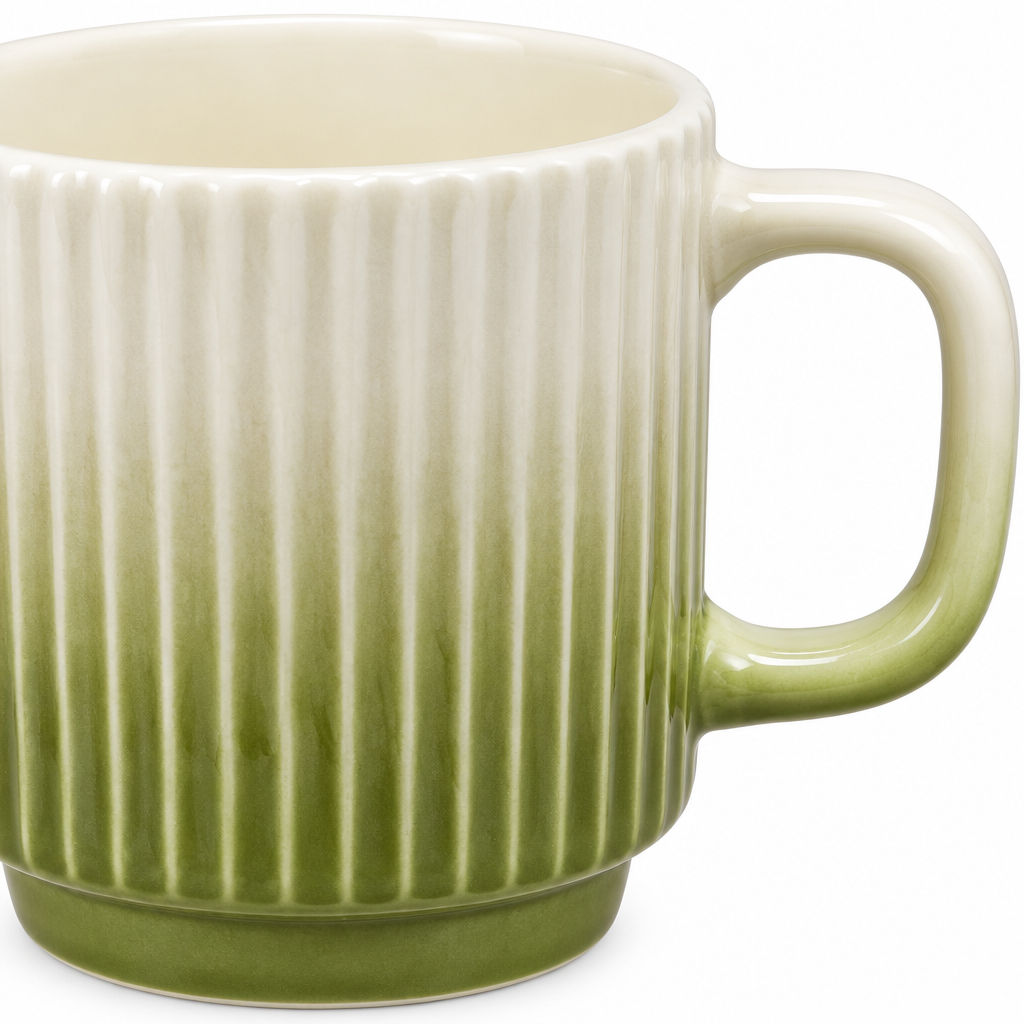 Ceramic Ribbed Mug Olive Green - 350ml