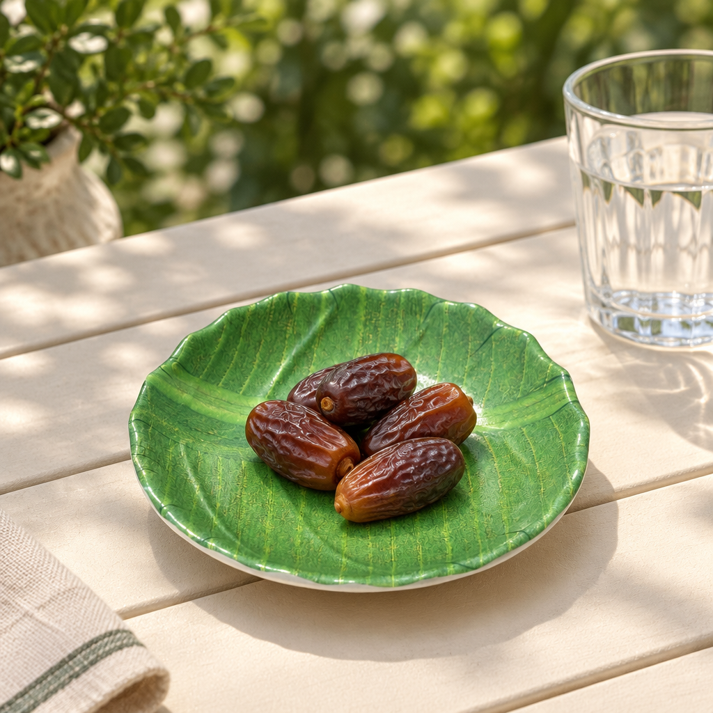 Harmony Melamine Round Leaf Design Plate Green - 15cm