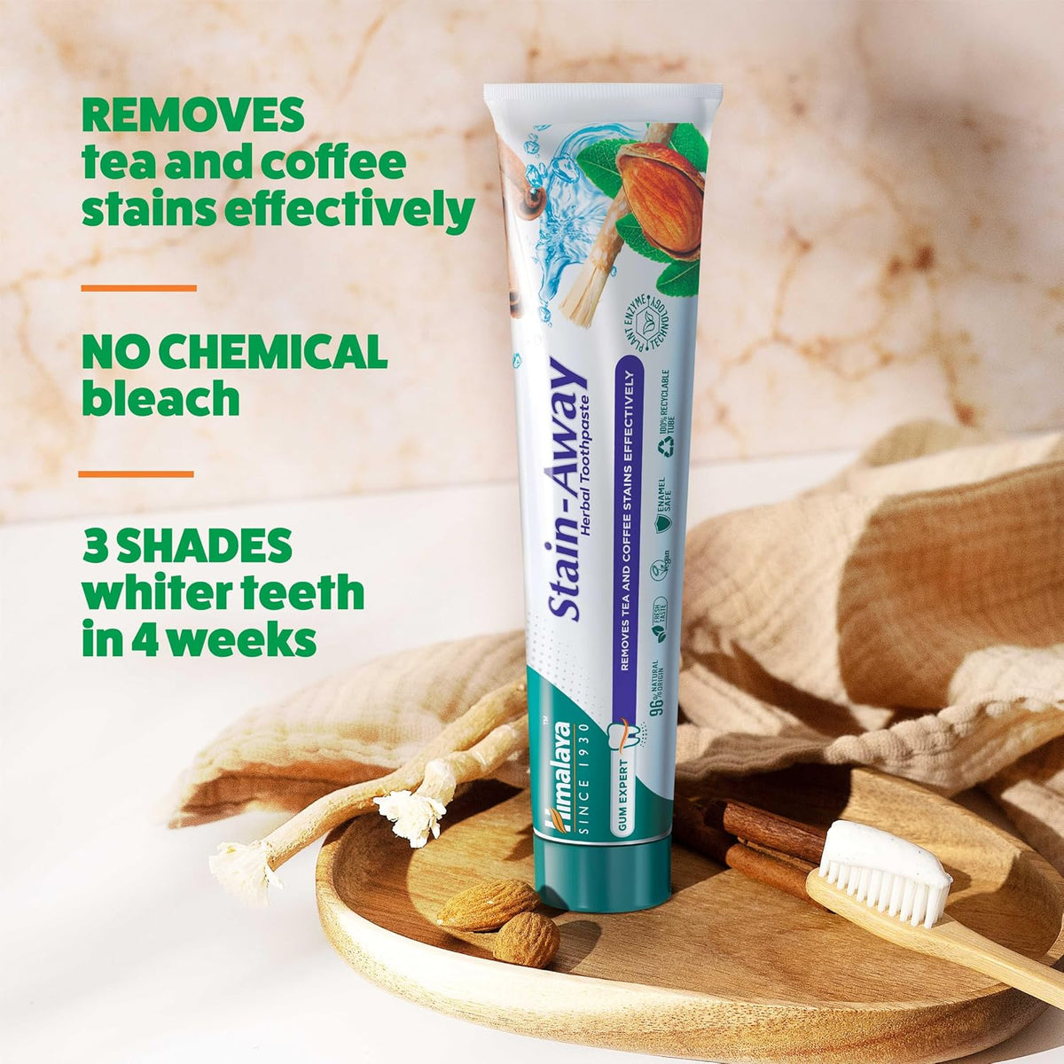 Himalaya Stain-Away Herbal Toothpaste, 100 ml × 2