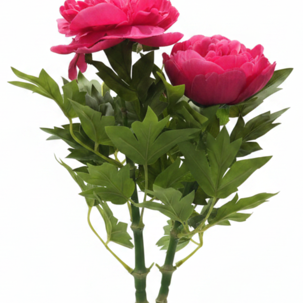 Artificial Flower Plant Pink with White Plastic Pot - 40cm