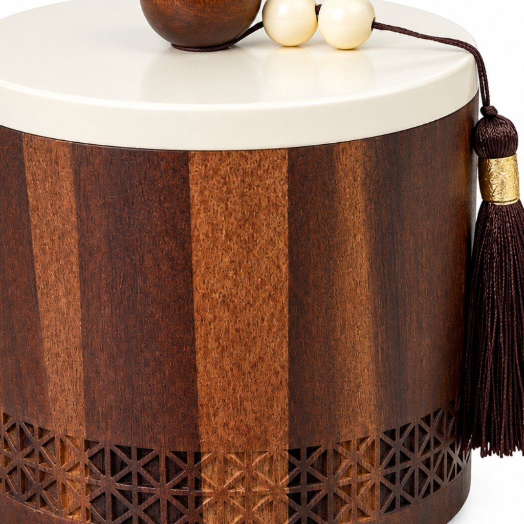 Wooden Candy Bowl with Metal Lid Brown & Cream - 12×12cm