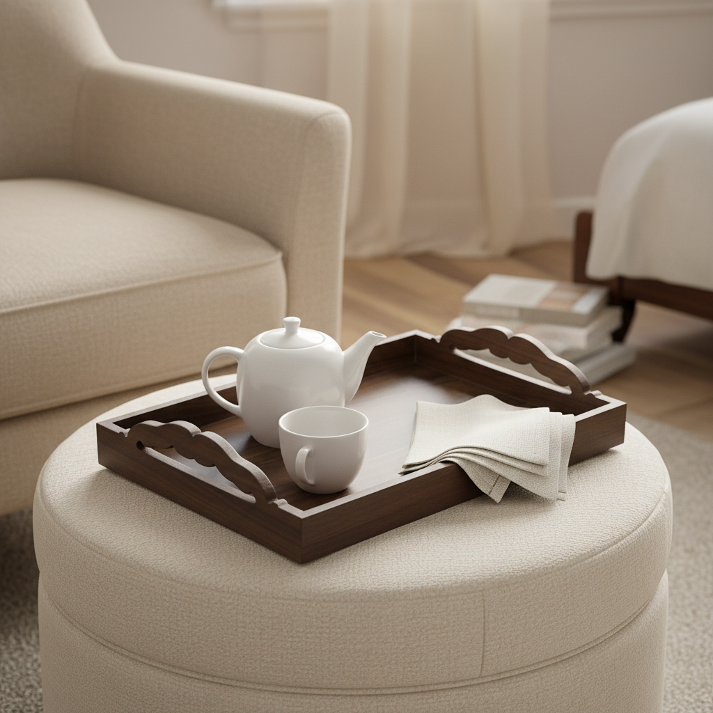 Luhpar Rectangular Wooden Tray Dark Brown - 50×35cm