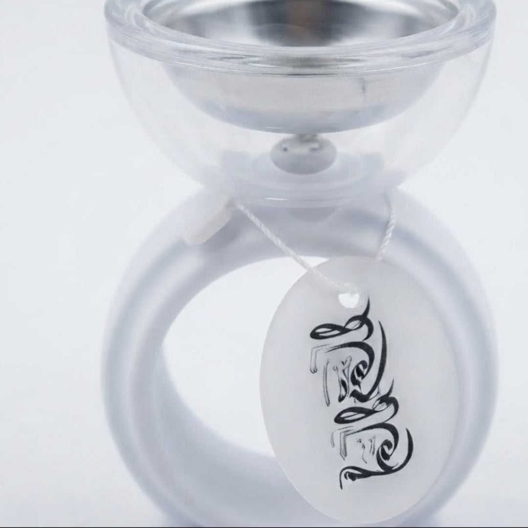 مبخرة زجاجية من الطباشير الأبيض مع قاعدة حلقية – 12×7 سم
