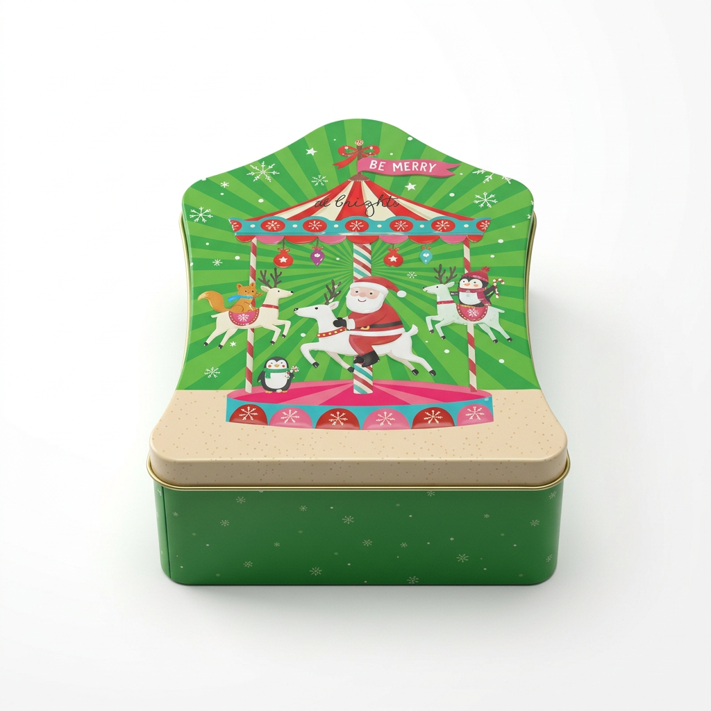 Metal Christmas Candy Box Green - 15×12cm
