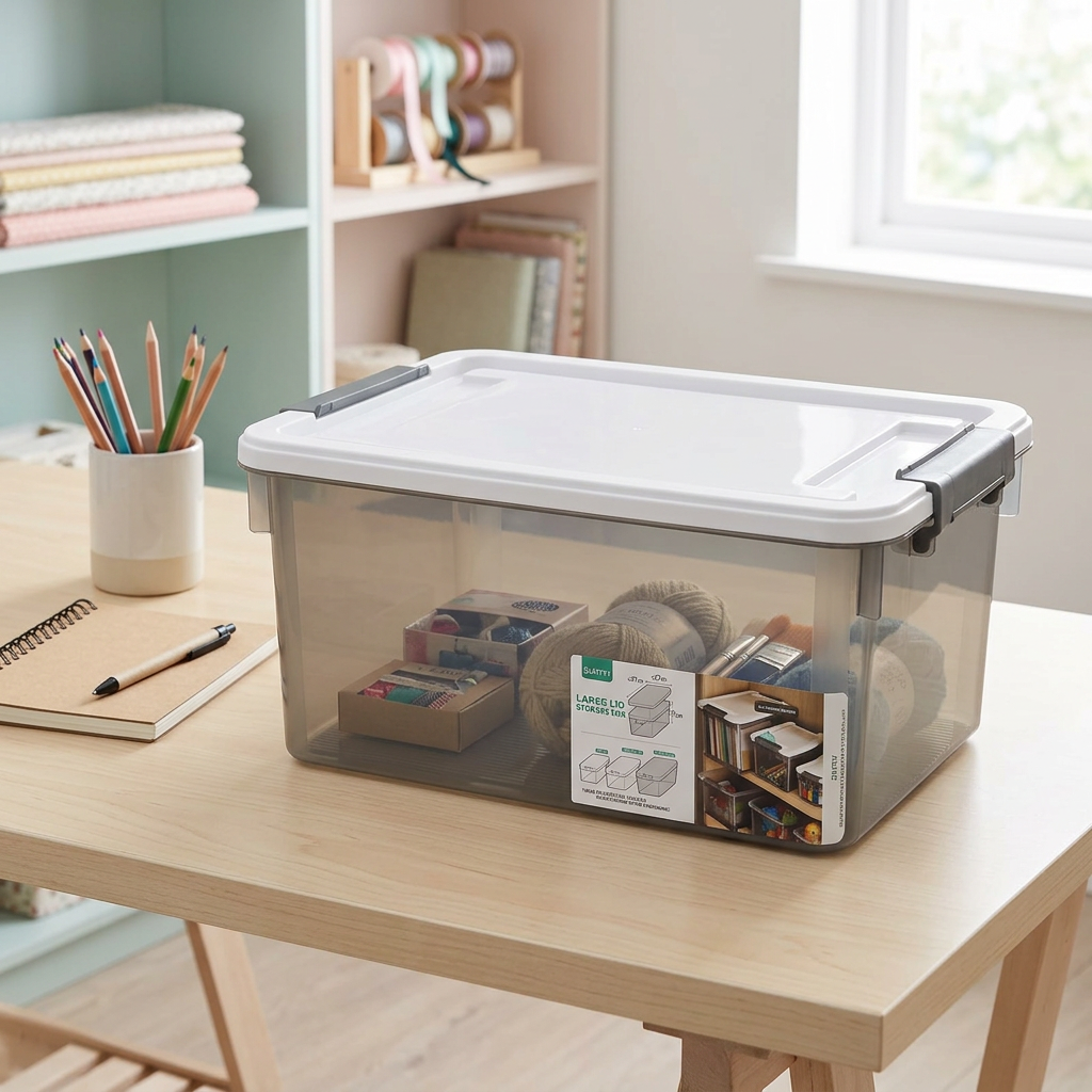 Sunty Plastic Storage Box with Lid - 37×27cm