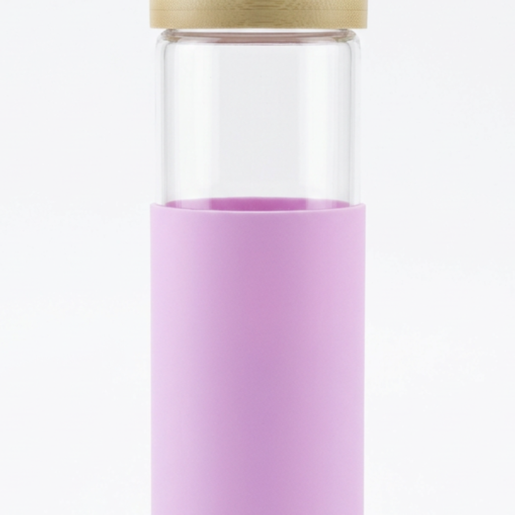 Glass Water Bottle with Silicone Cover Lavender - 1 Litre