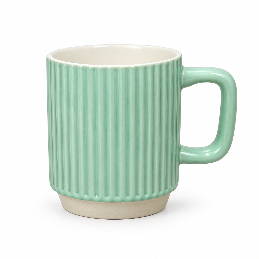 Ribbed Ceramic Mug Mint green - 400ml