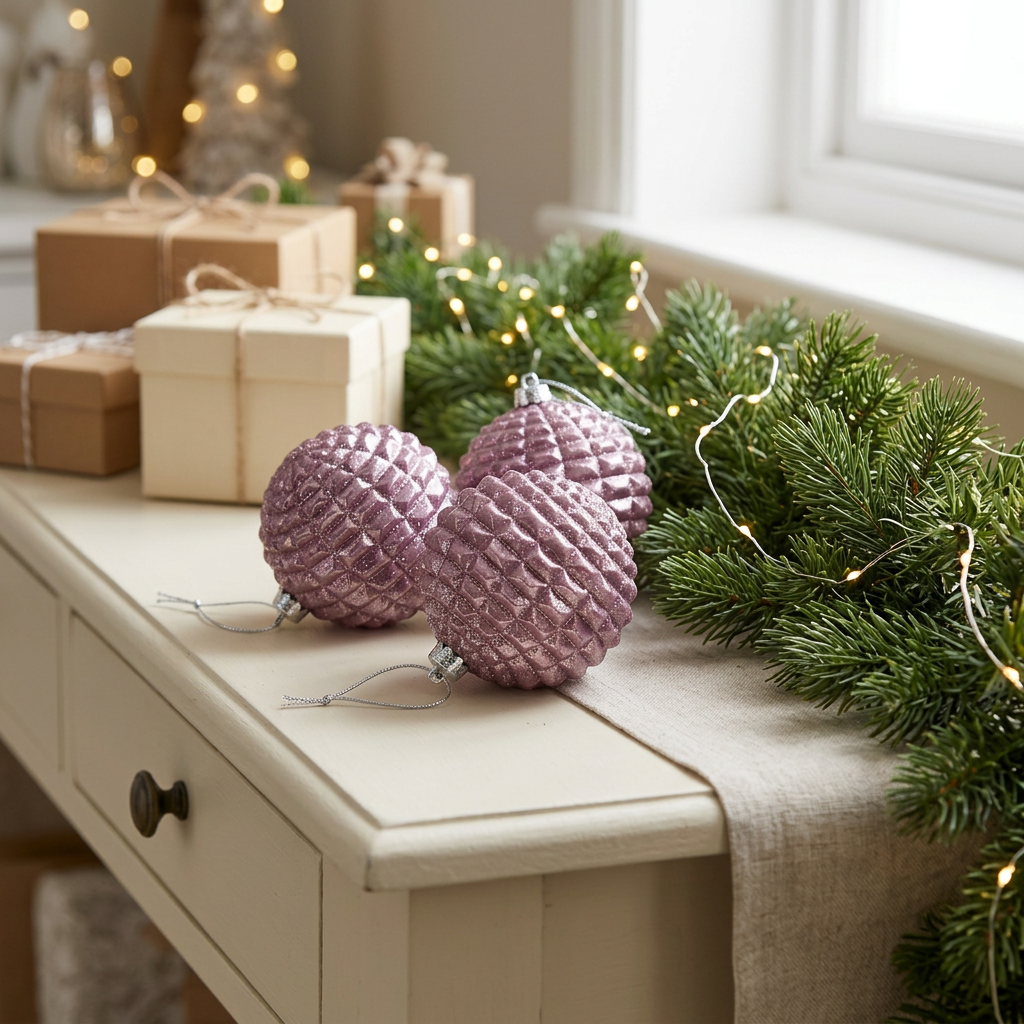 Plastic Christmas Décor Balls 3-Piece Set Purple - 10cm